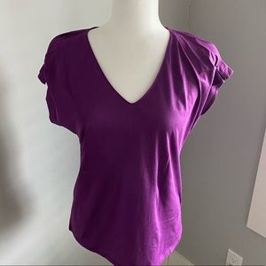 Massimo Dutti purple top with gathered sleeves
